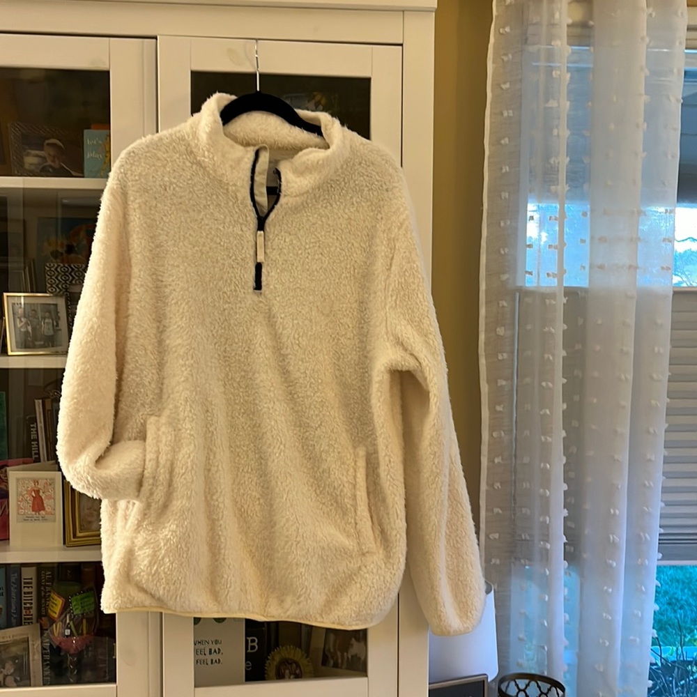 Mens Cozy off white half zip